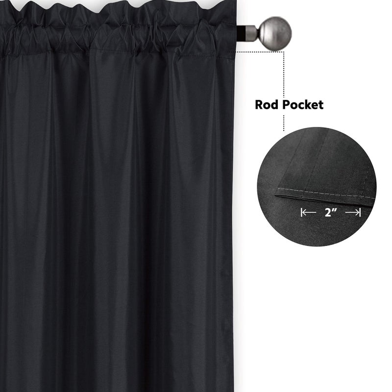 Better Home Style 3 Piece Solid Color 100% Blackout Kitchen Window Curtain Set with Tiers and Valance Solid Energy Efficient Thermal Room Darkening Drape Window Treatment # MKC (Black) - Image 4